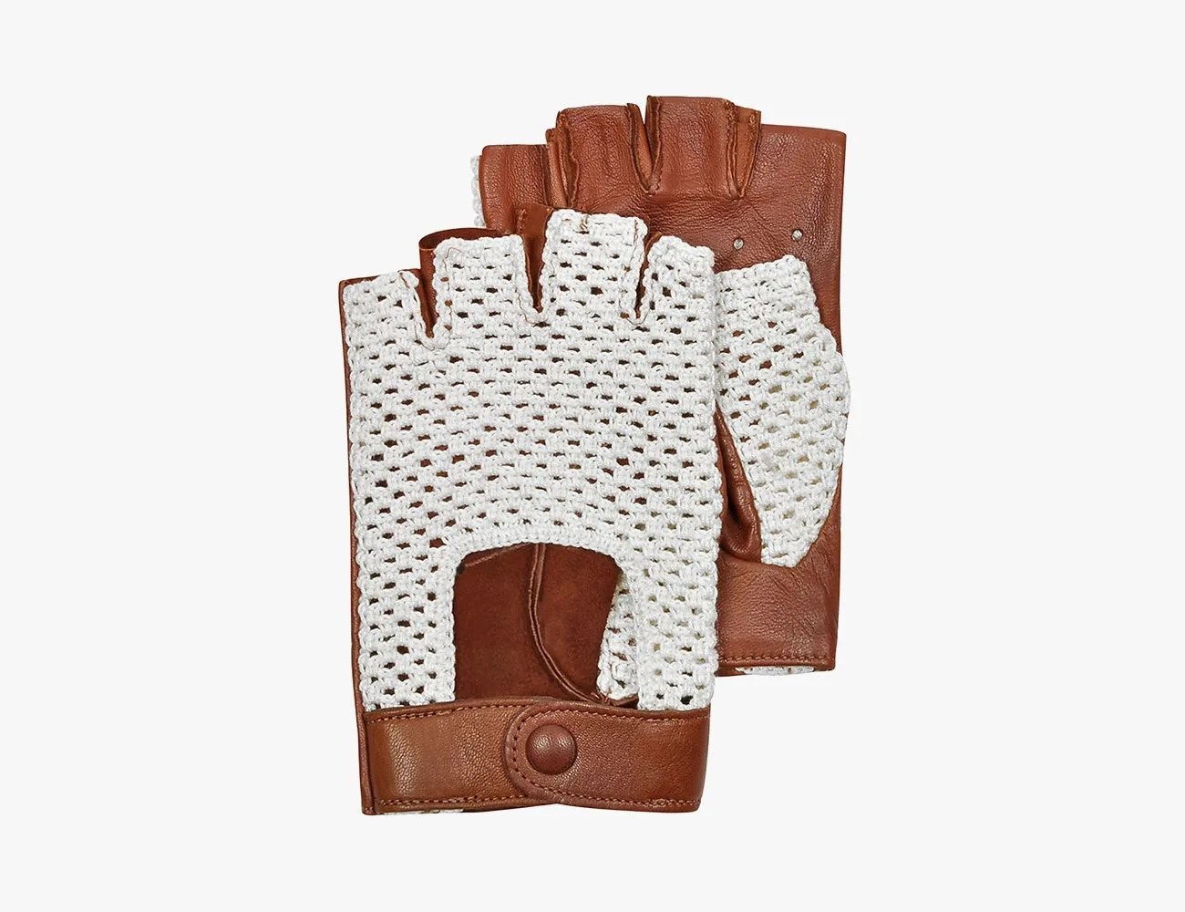 Brown Leather and Cotton Men's Driving Gloves