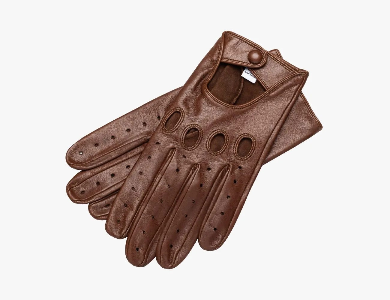 arezzo mens leather driving gloves in saddle brown nappa leather