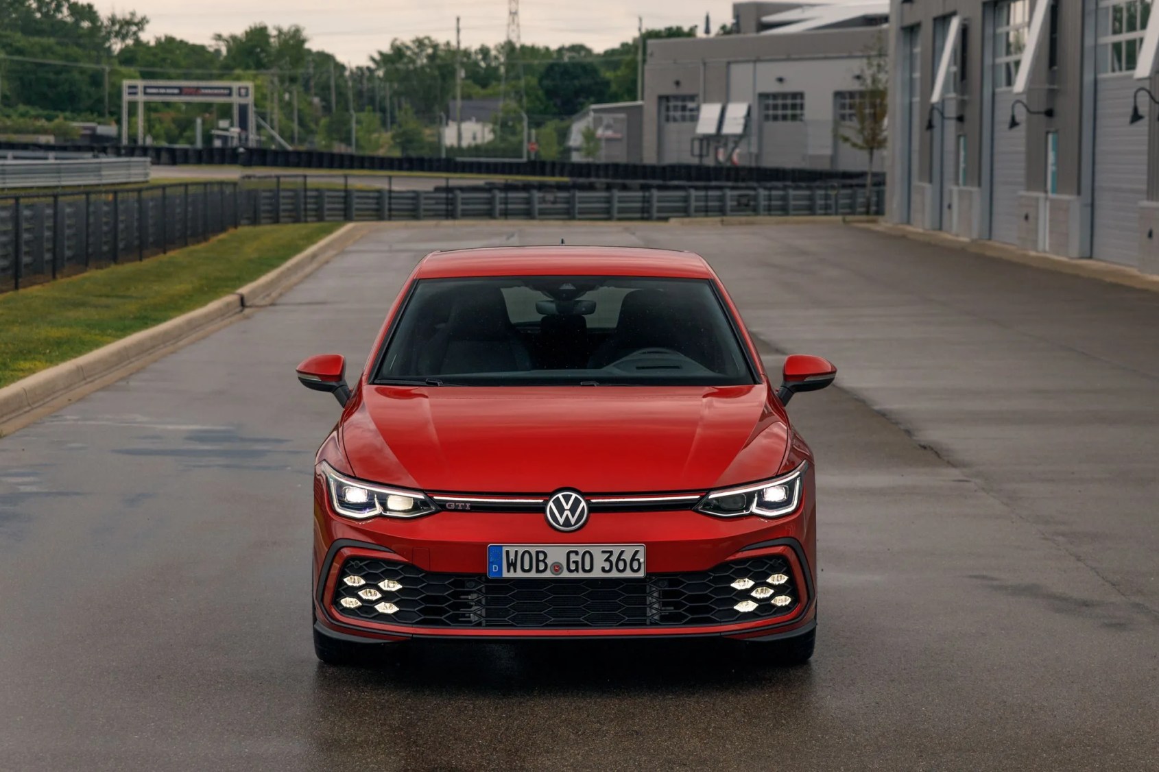 vw gti mk8 bacarella red car front