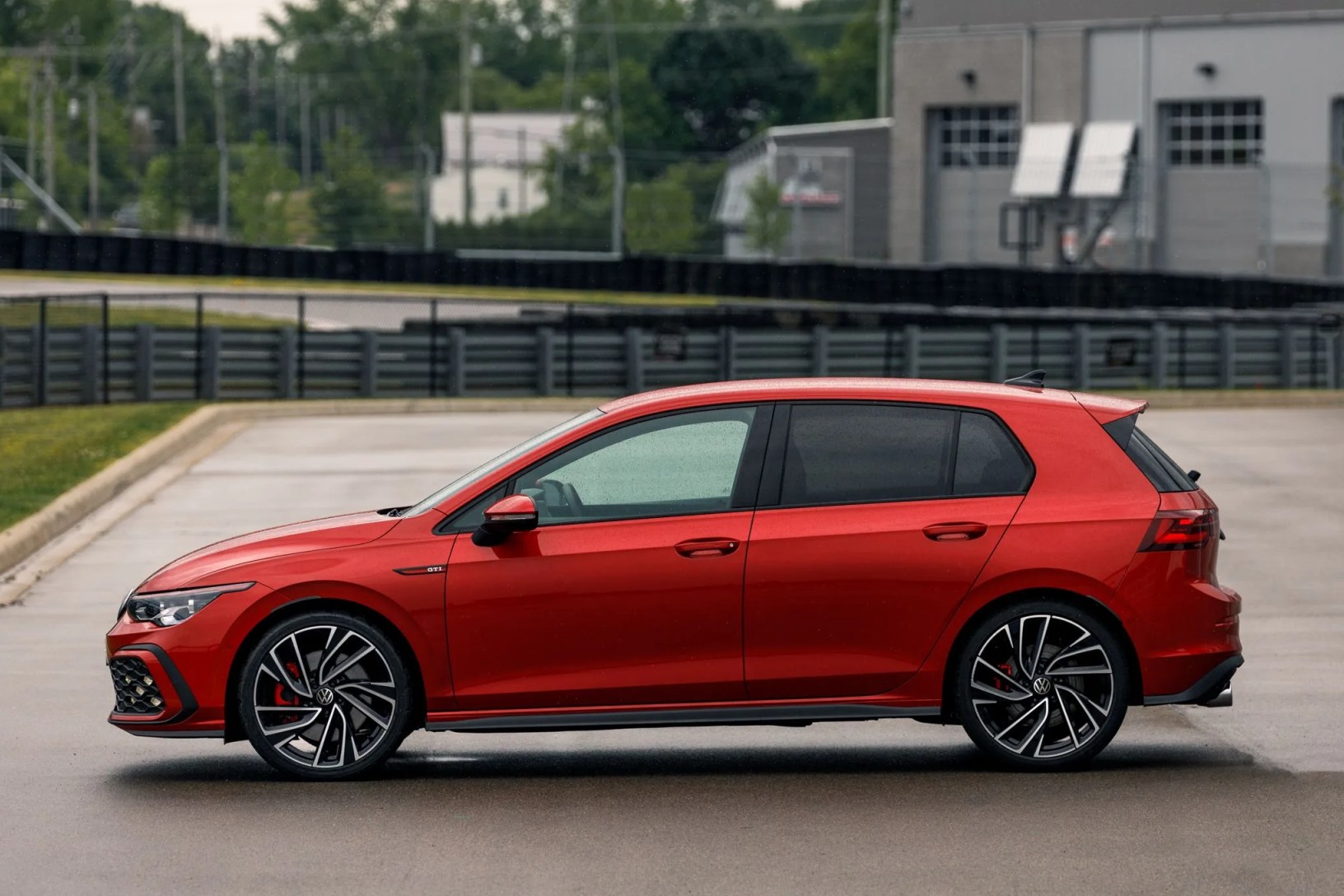 vw gti mk8 bacarella side view red car