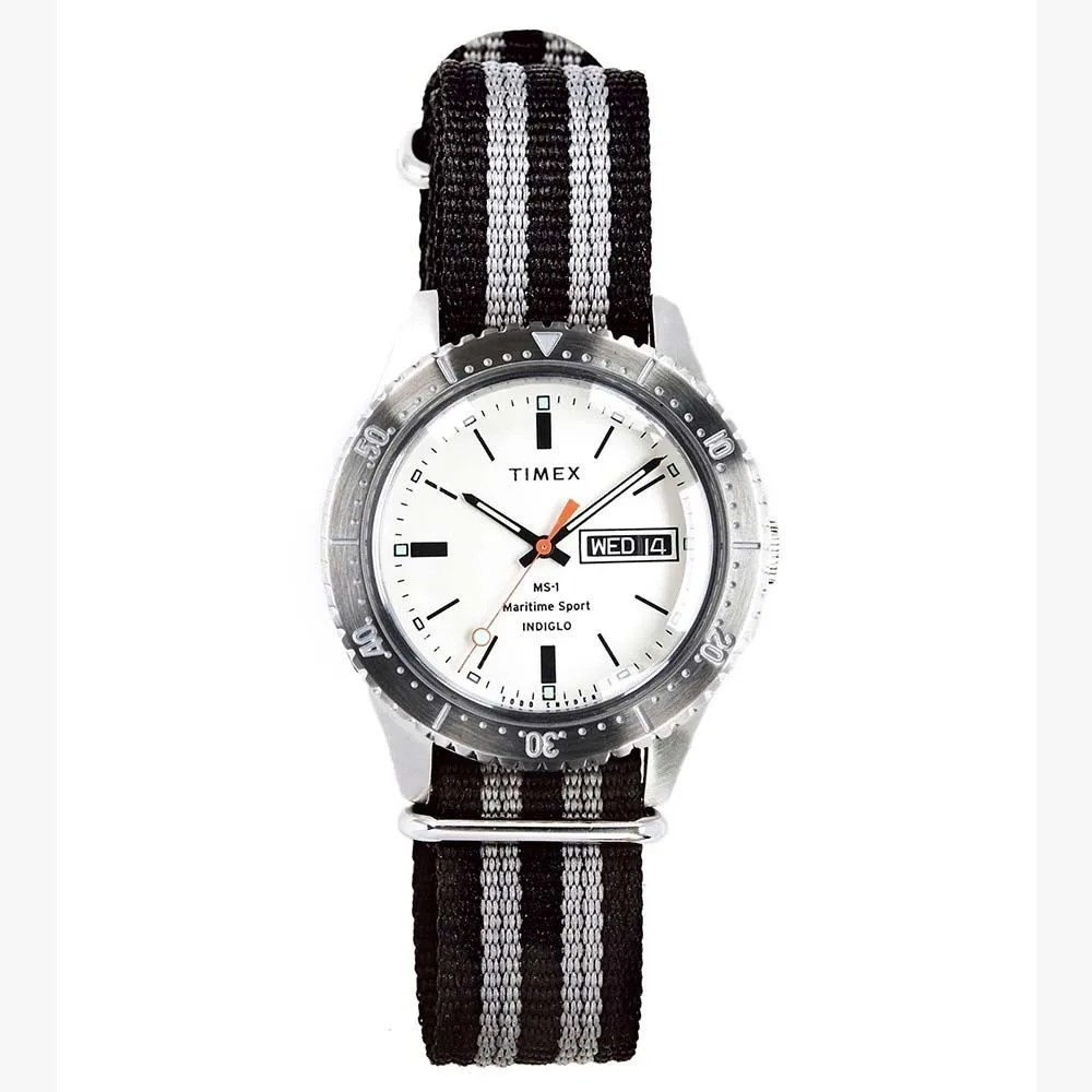 timex  todd snyder maritime sport ms1 watch in silver 41mm