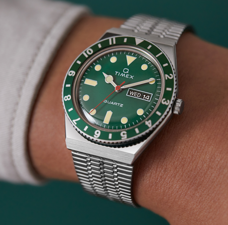 q timex green dial blue dial