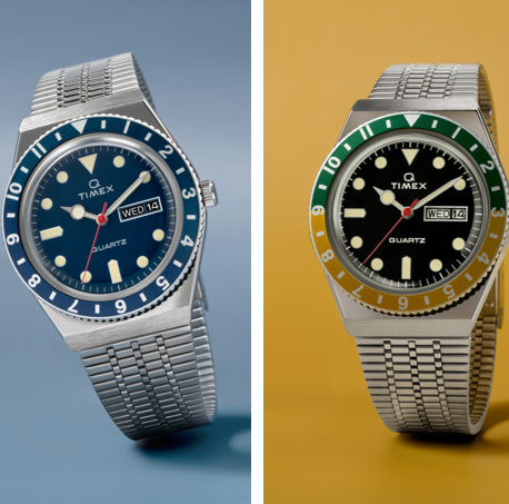 q timex green dial blue dial