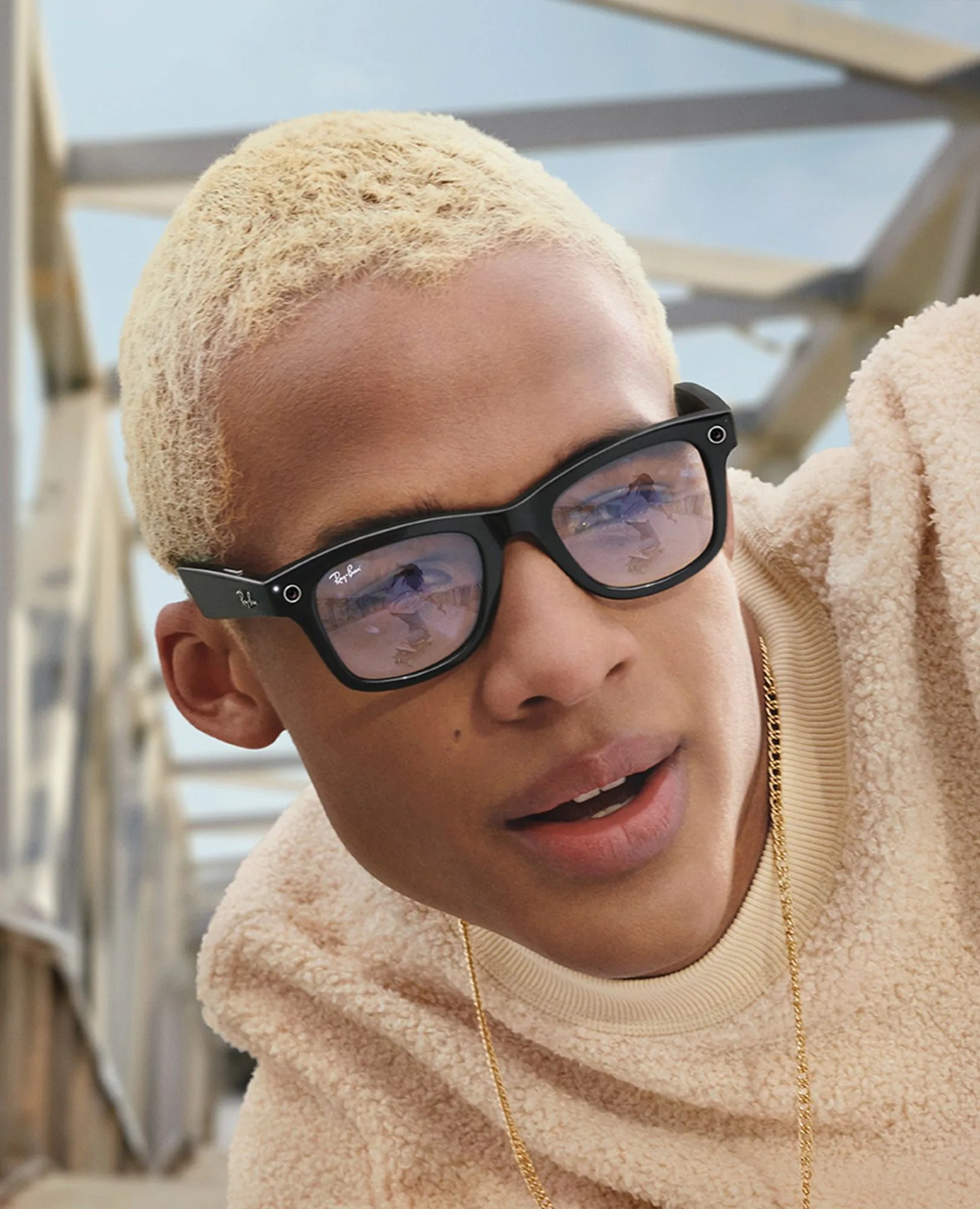 man wearing rayban sunglasses