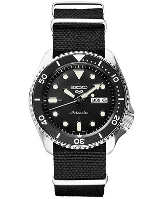 LIMITED EDITION Men's Automatic 5 Sports Black Nylon Strap Watch 42.5mm, Created for Macy's