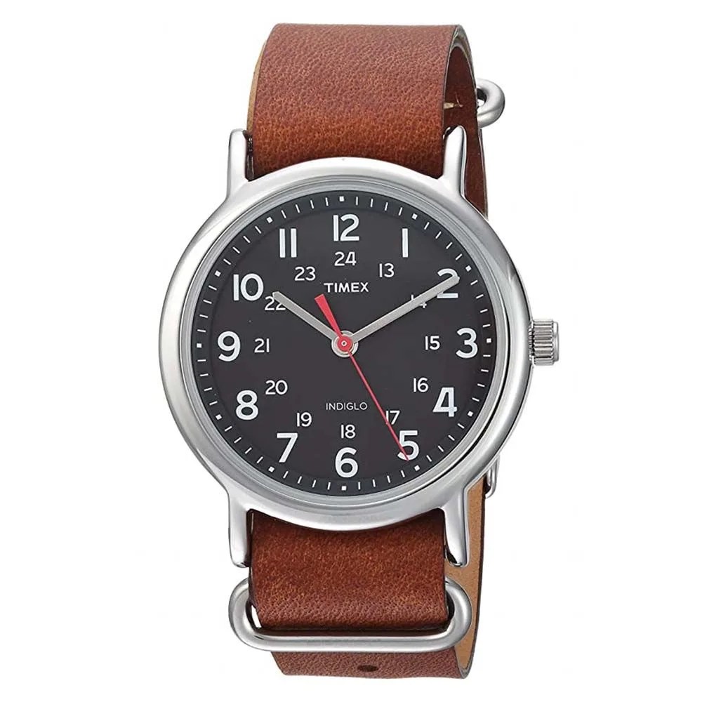 Timex Weekender 38mm Quartz Analog Watch with Leather Strap, Brown, 20 (Model: TW2R63100)