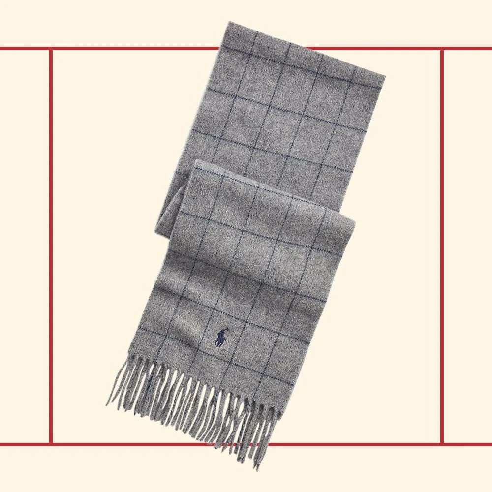 Windowpane Plaid Wool-Blend Scarf