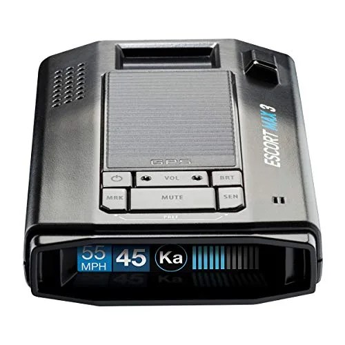 escort max 3 laser radar detector bluetooth connectivity, premium range, advanced filtering, autolearn technology, voice alerts, oled display, escort live app
