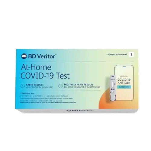 BD Veritor at-Home COVID-19 Digital Test Kit, Rapid Digital Results in 15 Minutes to Compatible Smartphone, No Human Interpretation Needed, Includes 2 Tests, Check Your Smartphone’s Compatibility