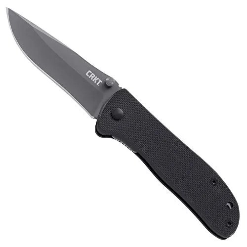 CRKT Drifter EDC Folding Pocket Knife: Everyday Carry, Gray Ti Nitride Blade, Thumb Stud Opening, Black G10 Handle, Pocket Clip 6450K