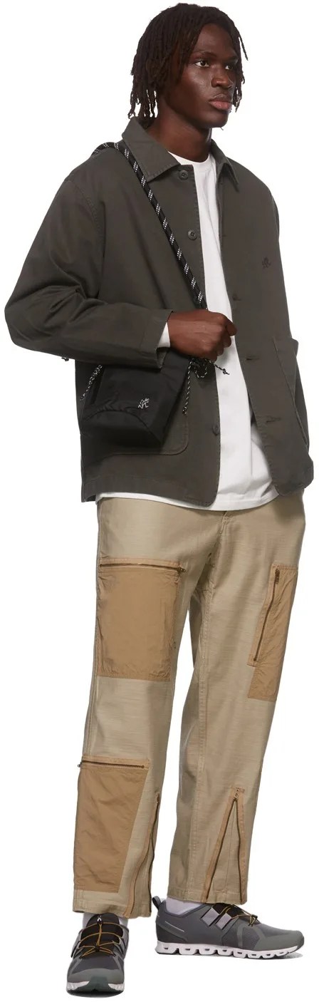 Beige Back Satin Parachute Trousers