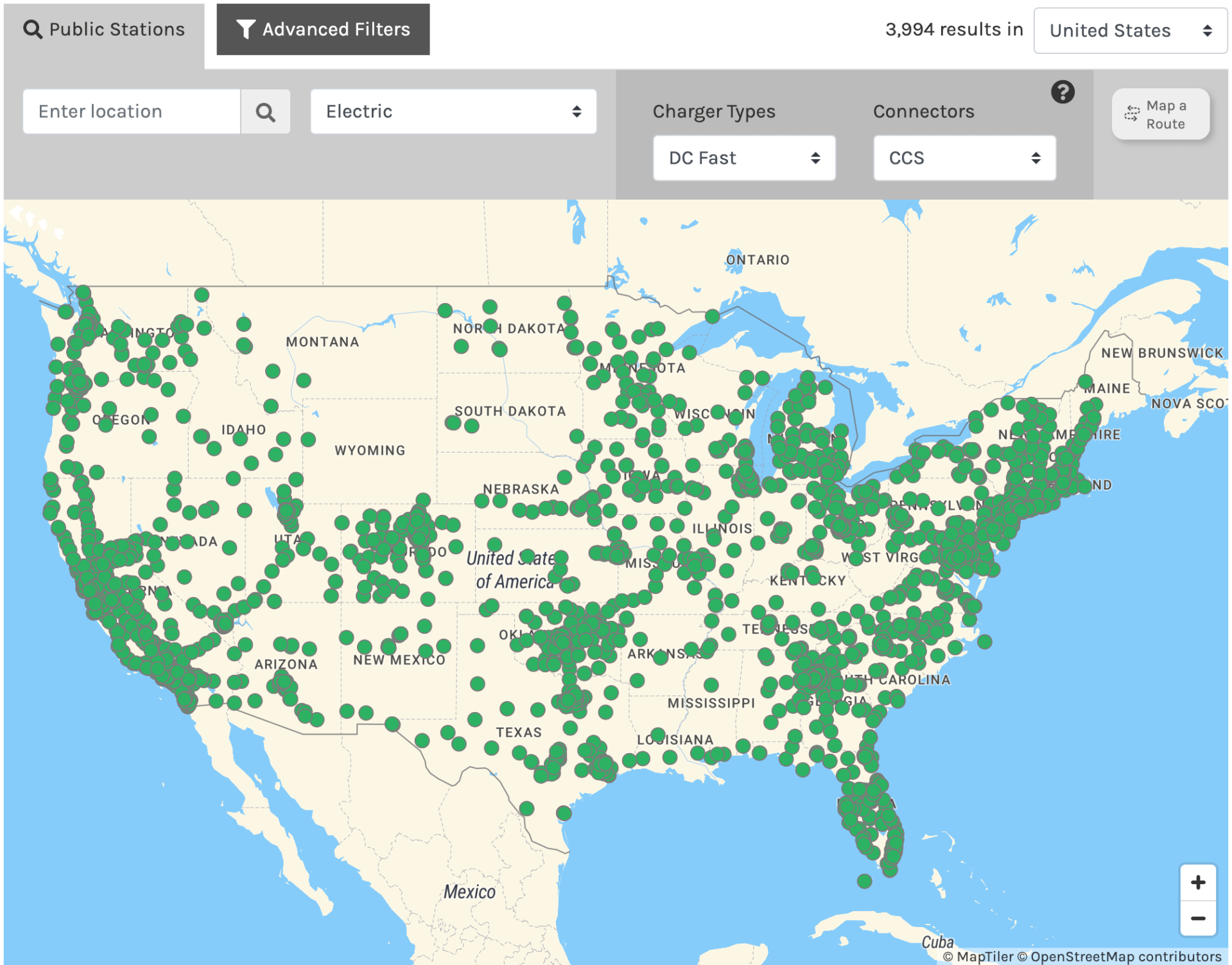 ccs charging map us