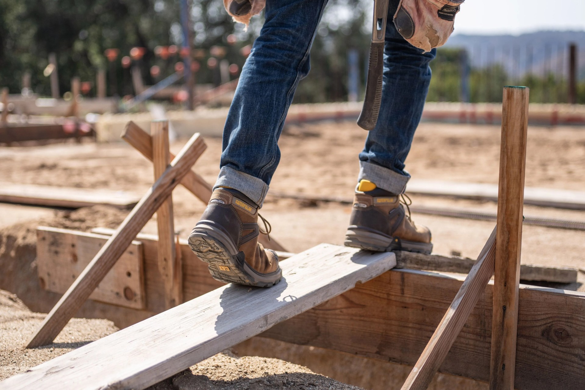 man walking on plank