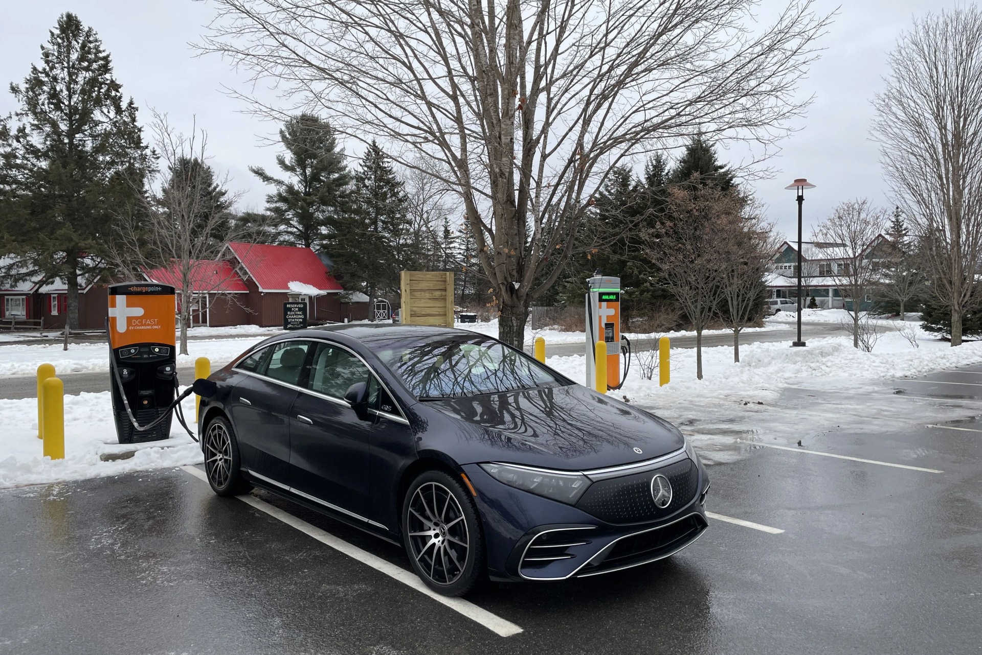 mercedes eqs electric car charging at the alchemist stowe vt