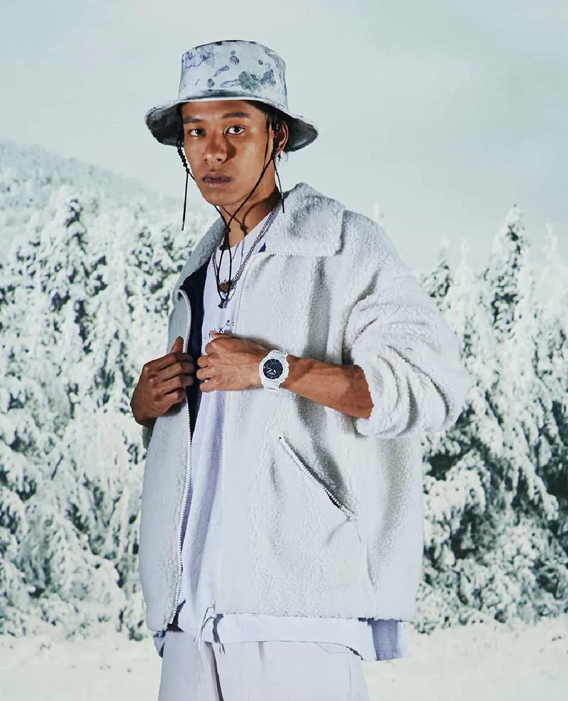 man wearing g shock camouflage watch series