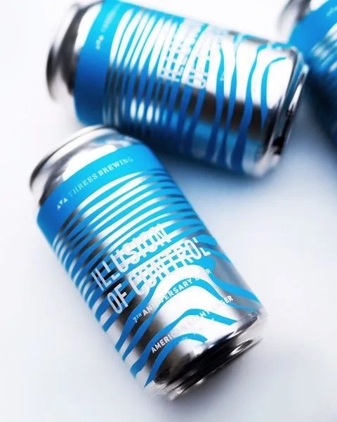 threes brewing 7th anniversary beer illusion of control american light lager