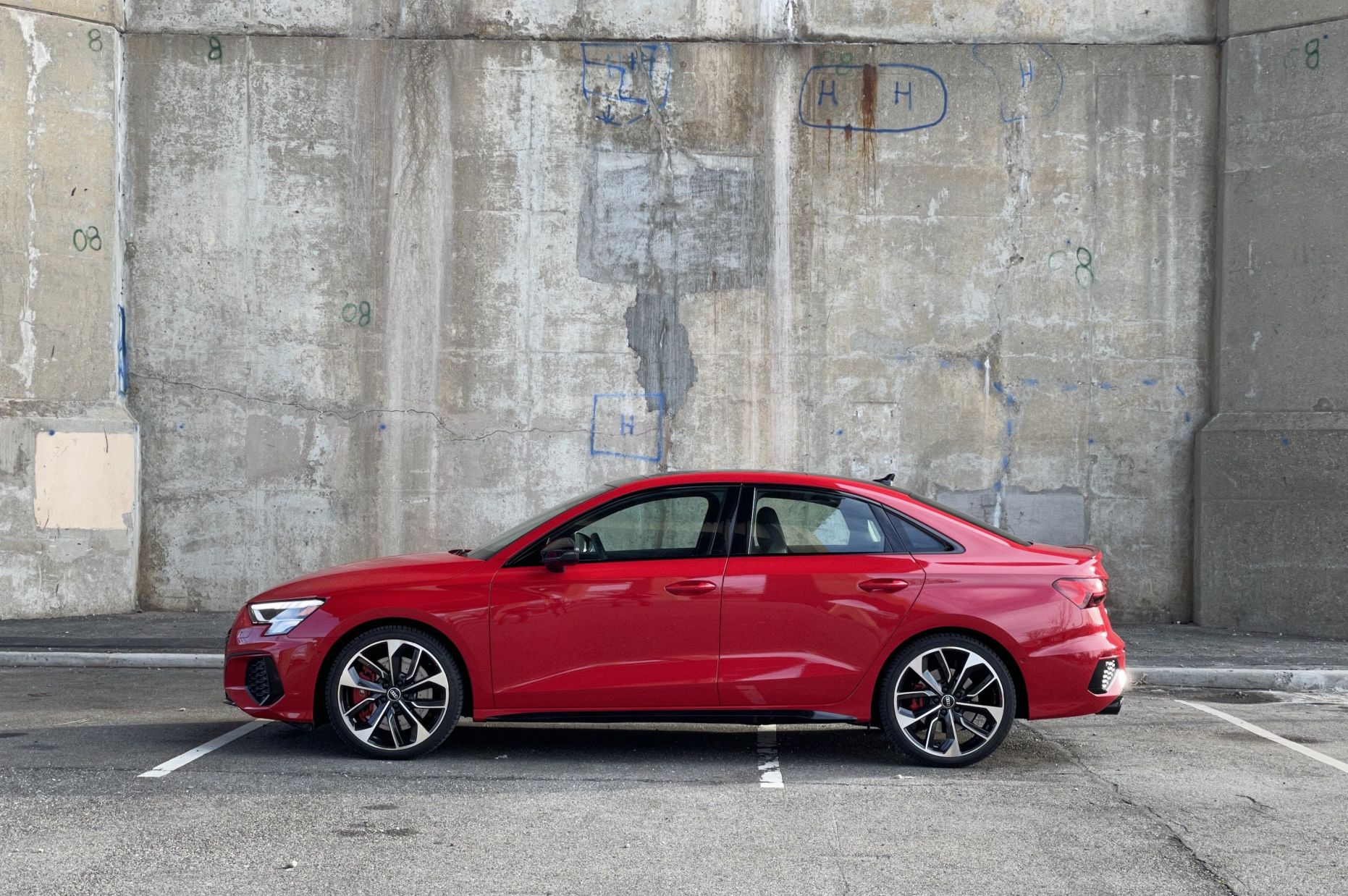 audi s3 2022 red side view