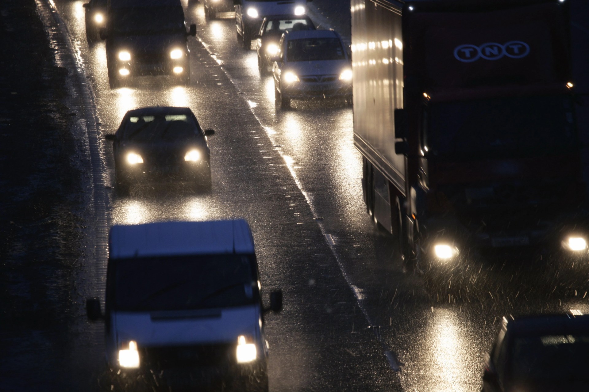 bad weather on the m11 at dusk