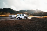 icc offroad camping trailer with classic land rover defender towing