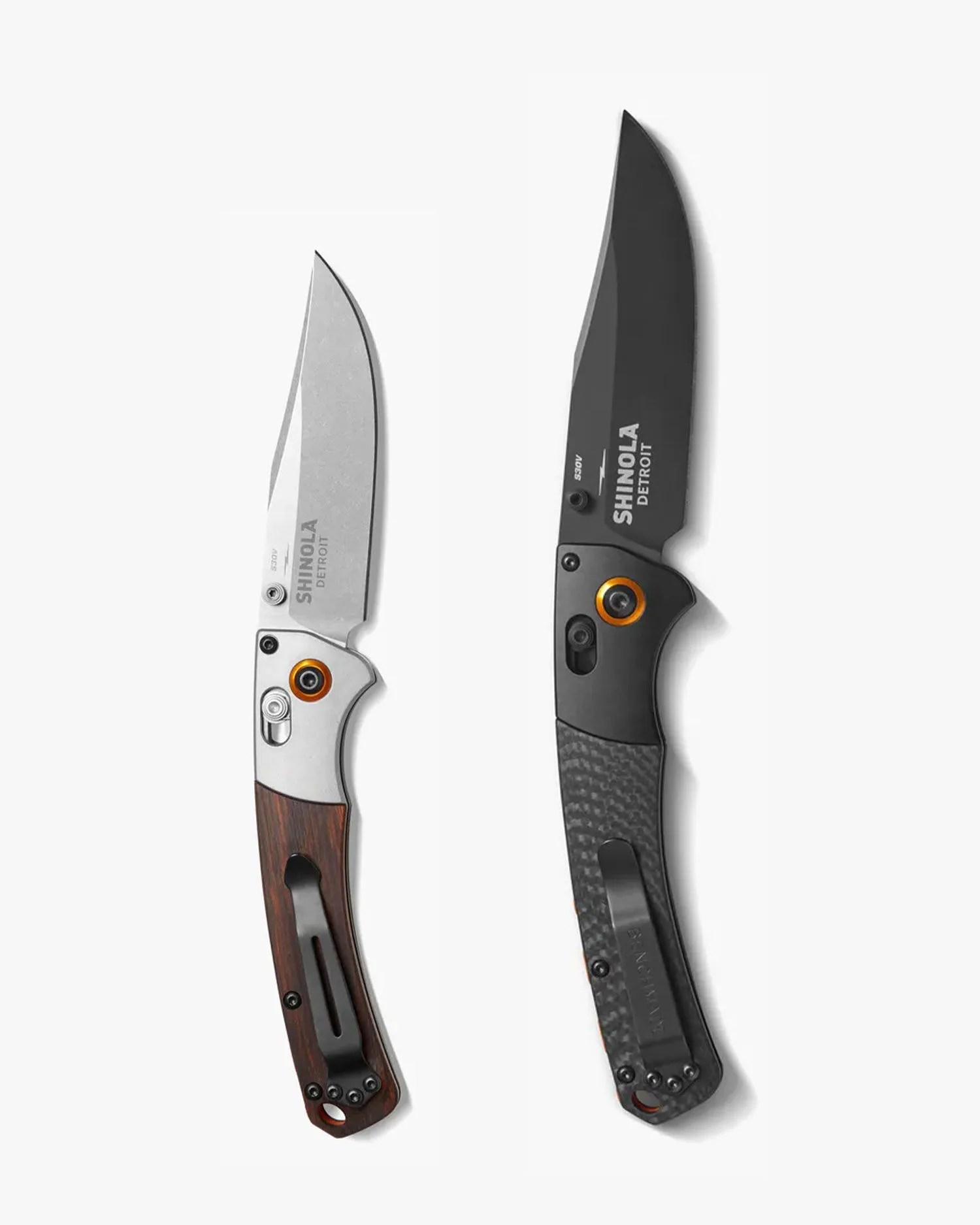 shinola and benchmade mini crooked river wood handled pocket knife