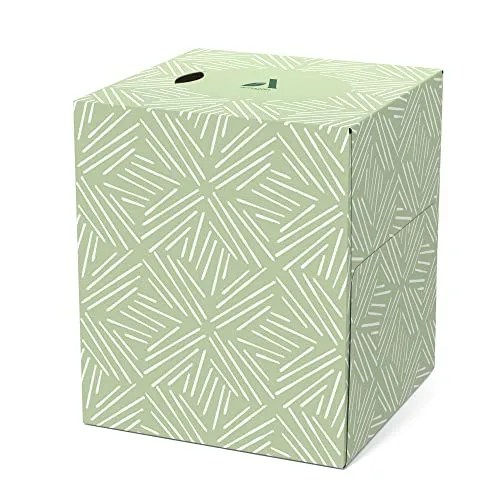 Amazon Aware Facial Tissue, 2-Ply 100% Recycled Paper, 18 Cube Boxes, 75 Tissues/Box