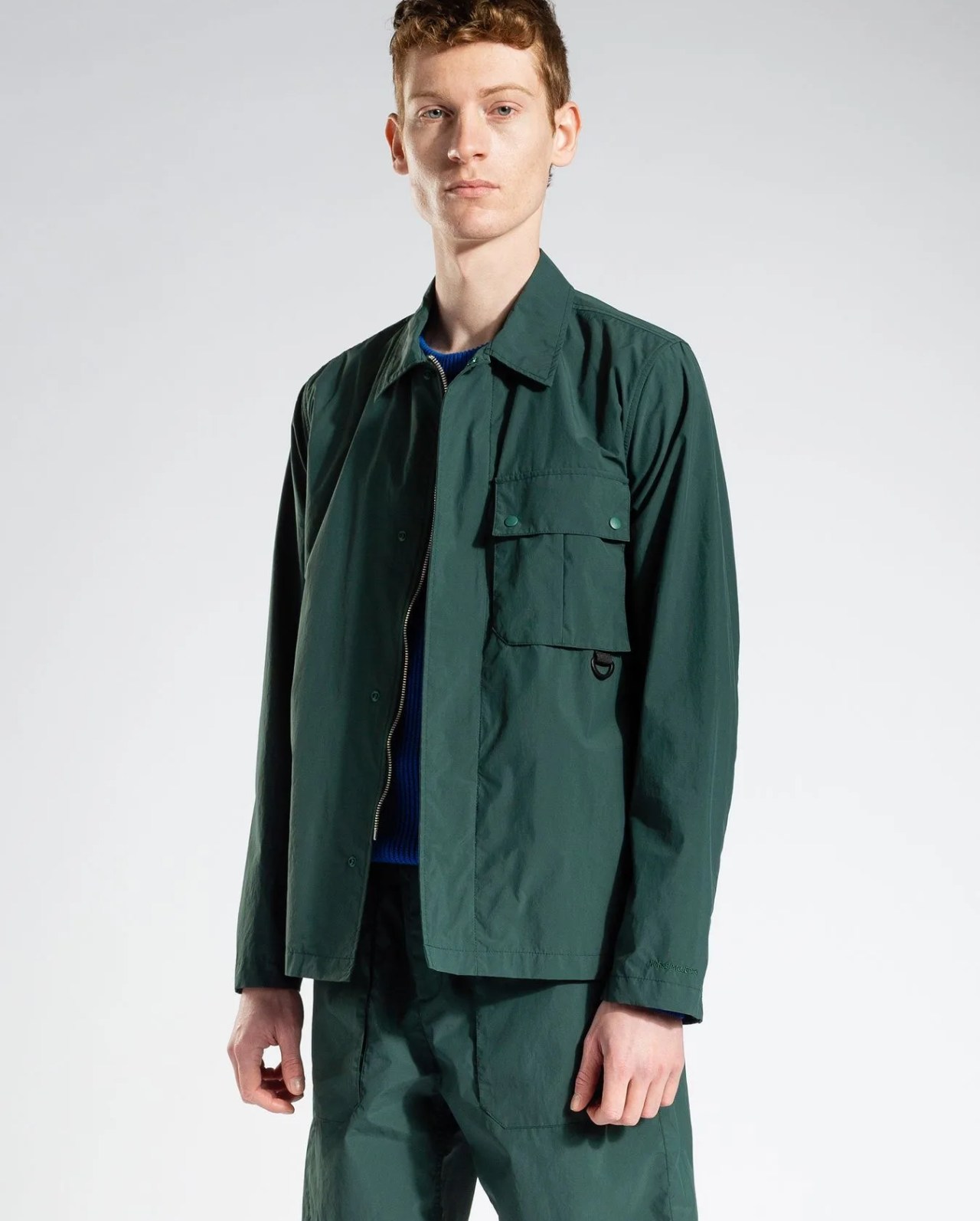 man wearing norse projects jens packable jacket