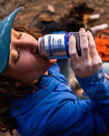 woman drinking dogfish head patagonia provisions kernza pils