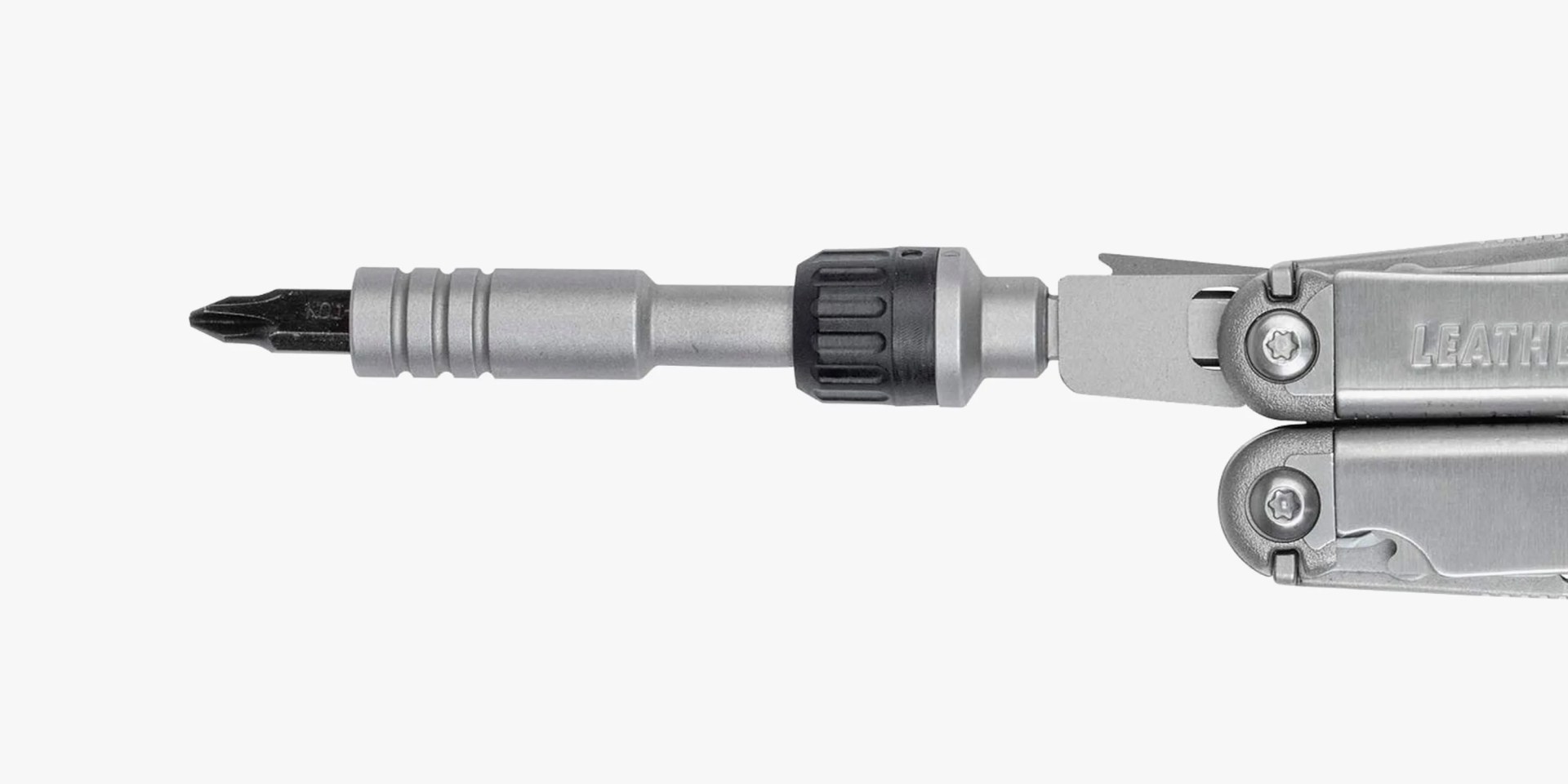 a leatherman tool with a ratchet attached