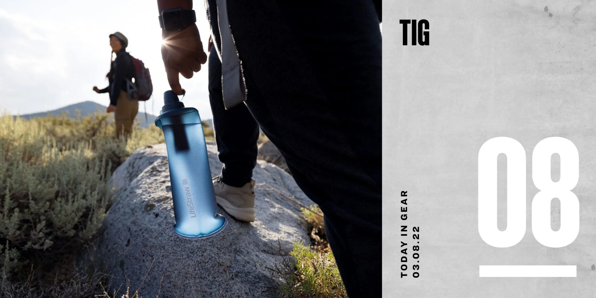 today in gear march 8 2022 people hiking while carrying lifestraw water container