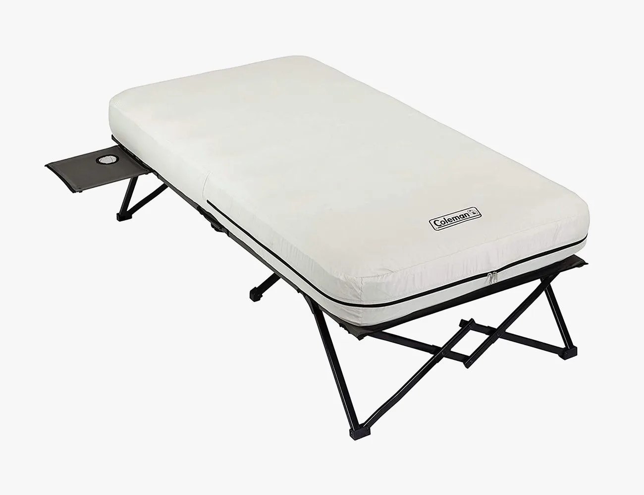coleman twin airbed folding cot with small stand