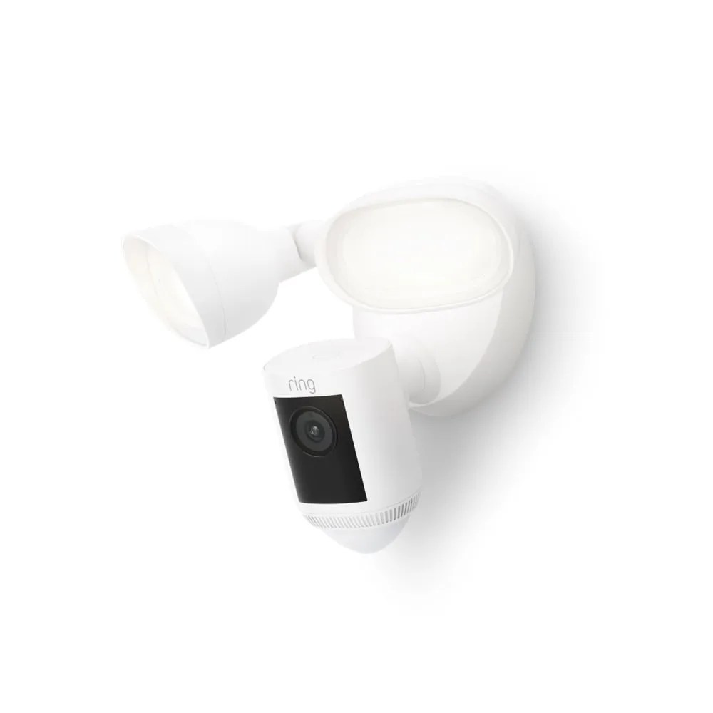 ring floodlight cam wired pro   hardwired outdoor smart security camera with two led floodlights   white