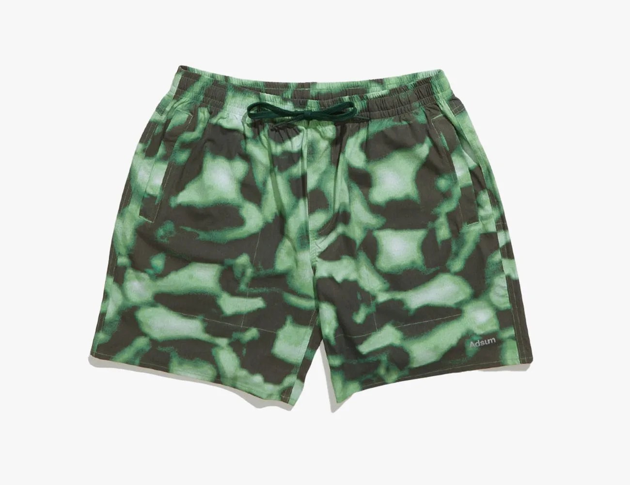 camp hero short dark green liquid print