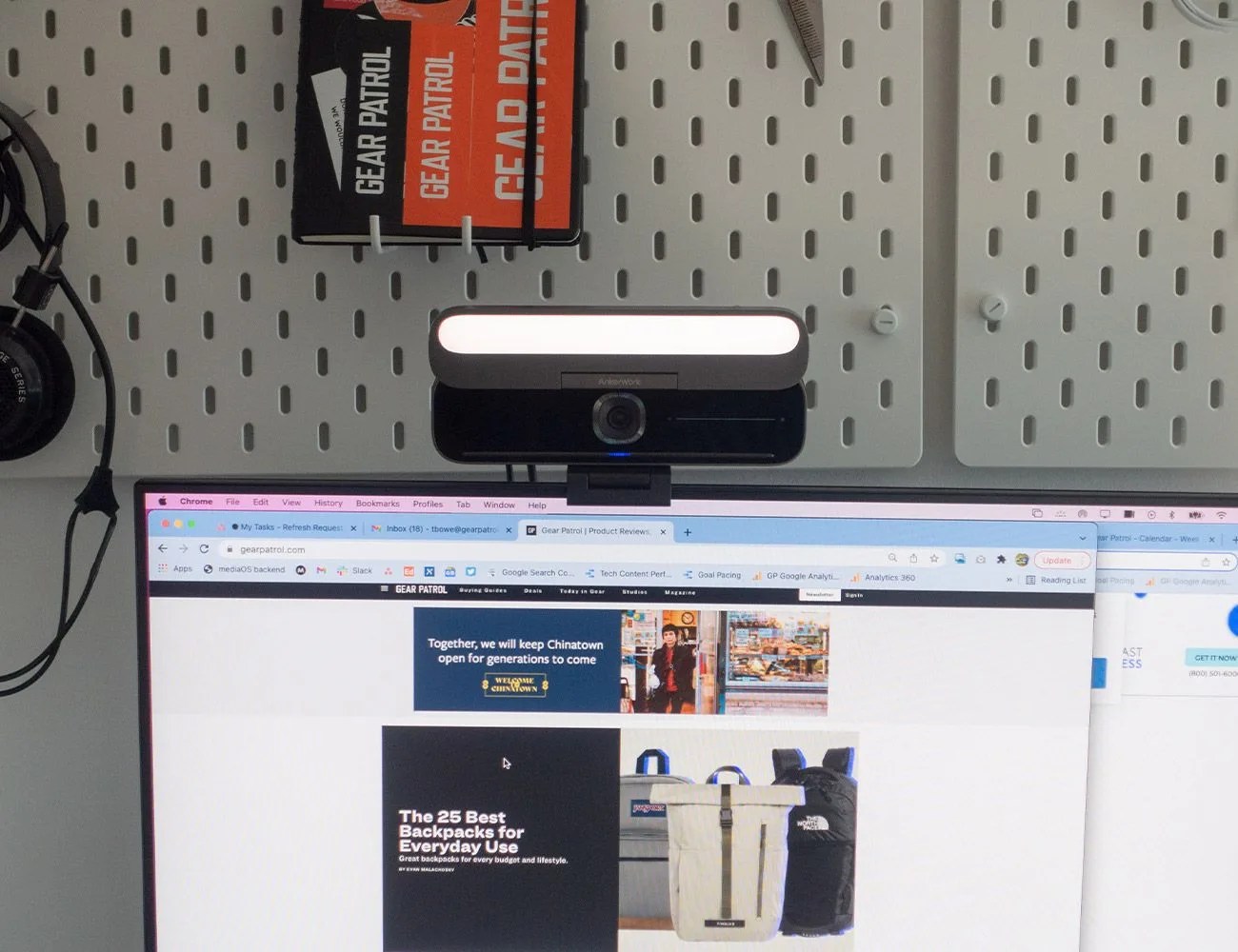 ankerwork webcam on top of desktop