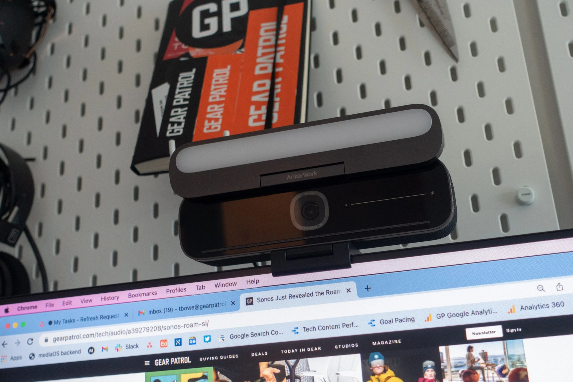 ankerwork webcam on top of desktop