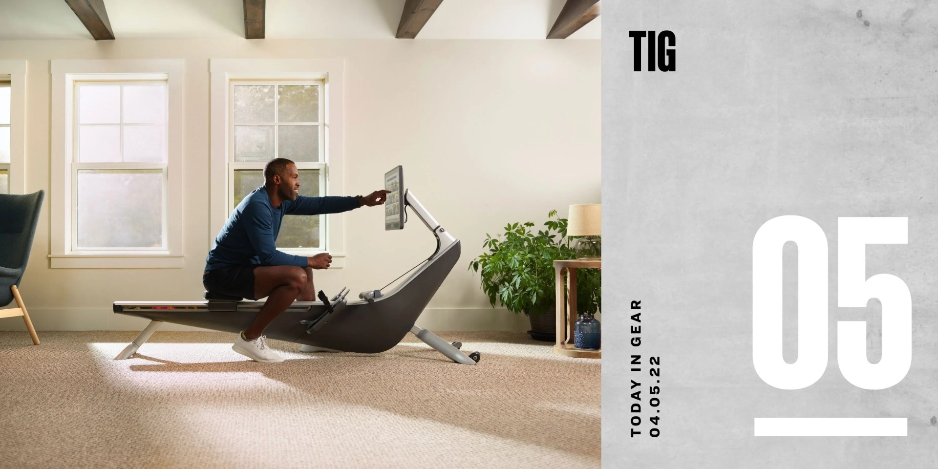 today in gear april 5 2022 man using hydrow exercise machine