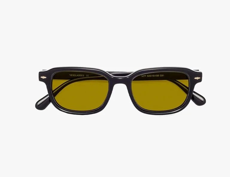 Black Classic Acetate Rectangle Tinted Sunglasses