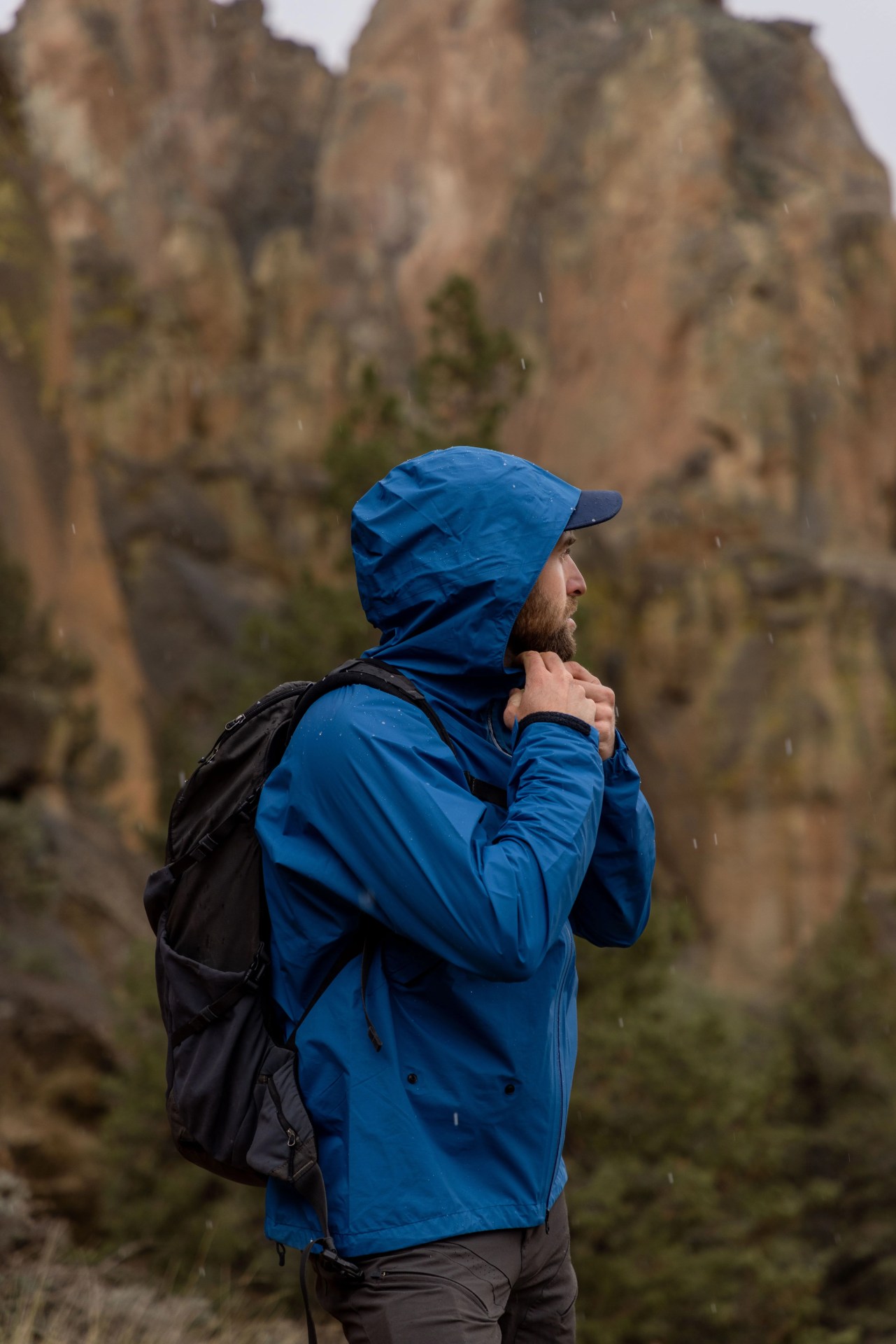 andy cochrane adjusting hood of goldwin jacket
