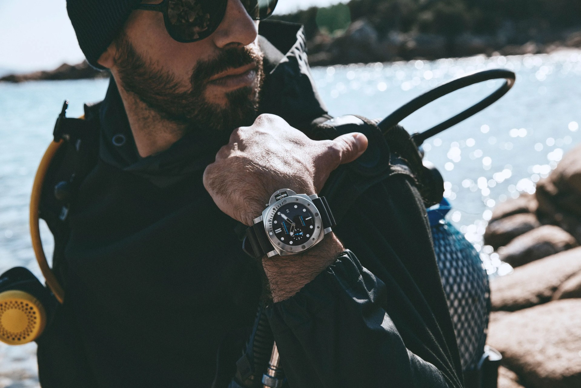 man wearing panerai watch