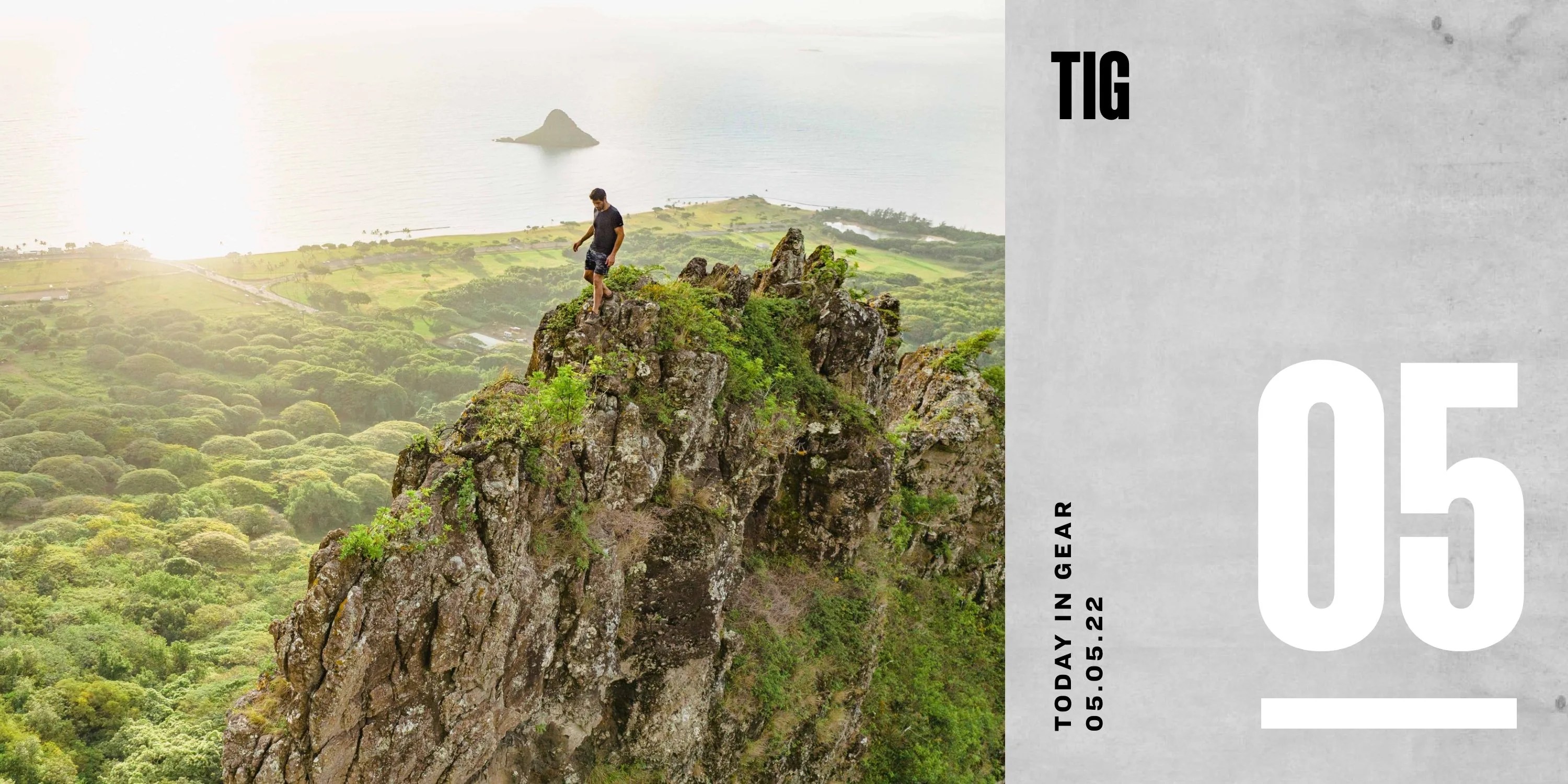 today in gear may 5 2022 man walking along mountain cliff wearing bn3th shorts