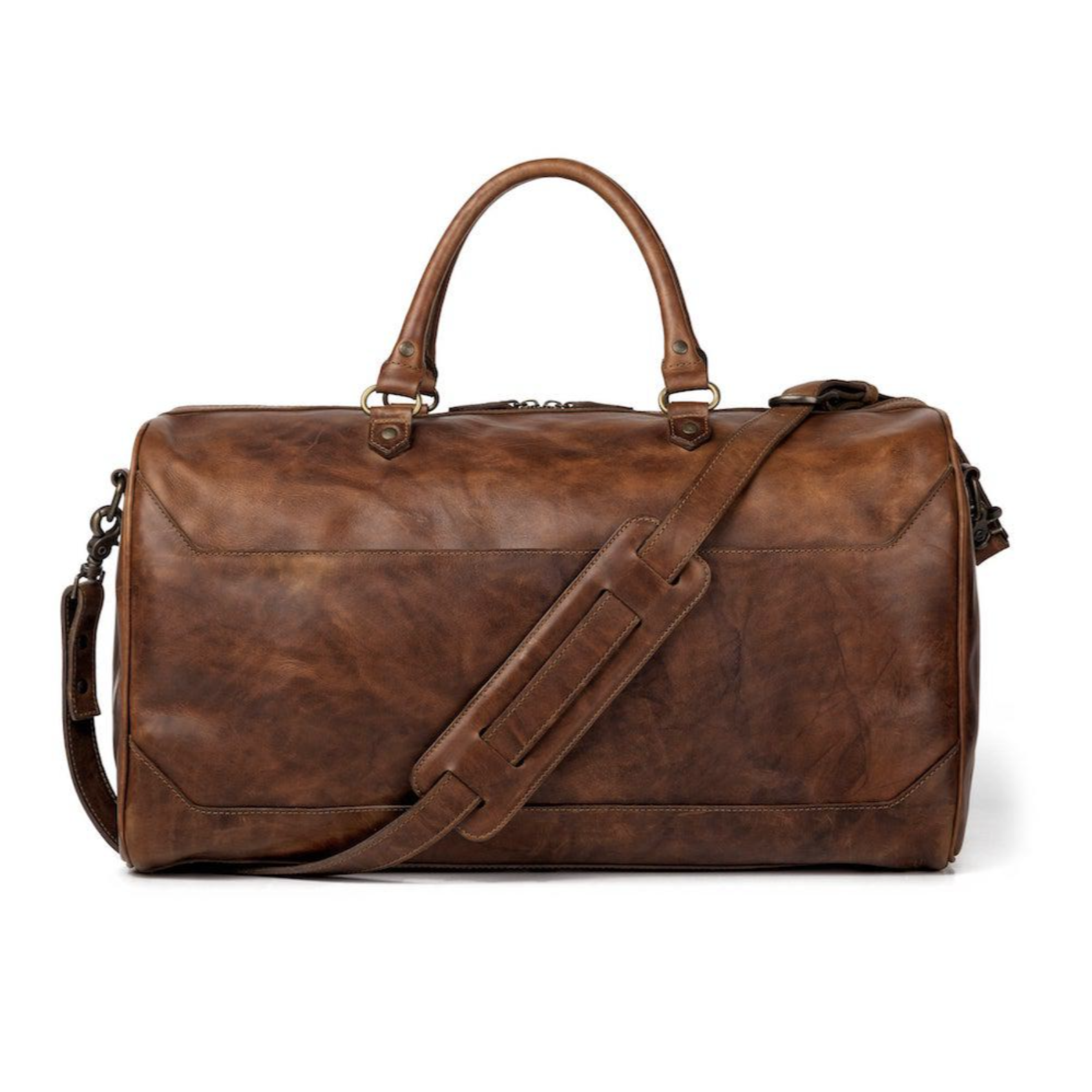 mission mercantile walnut brown leather duffel bag