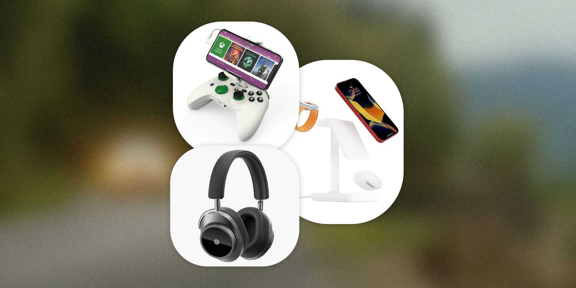 xbox controller, headphones, and a charging port