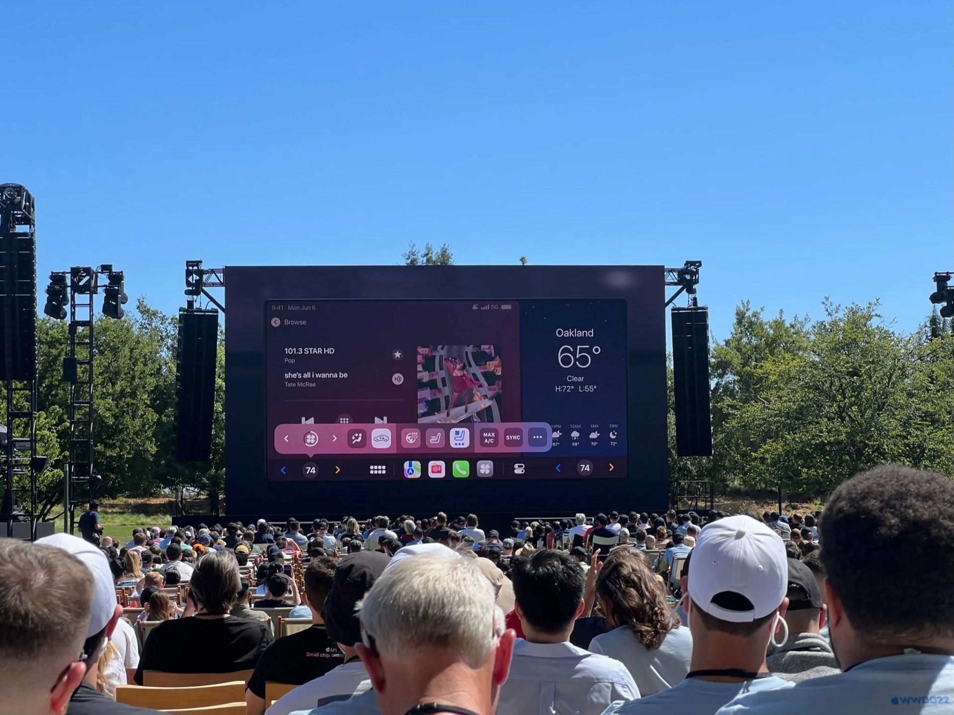 apple carplay shown on screen from live event