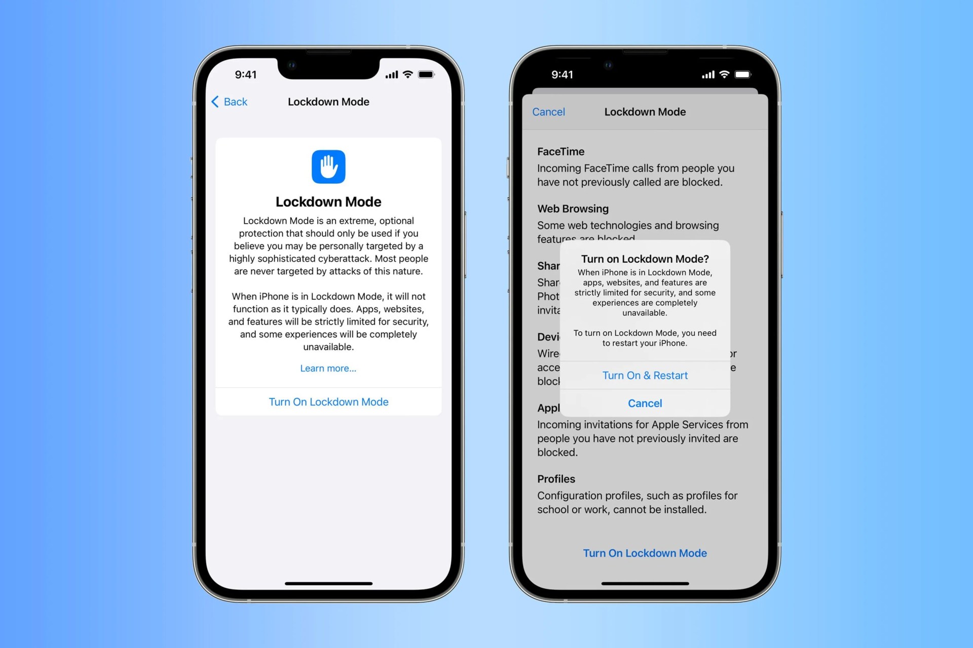iphone showing lockdown mode