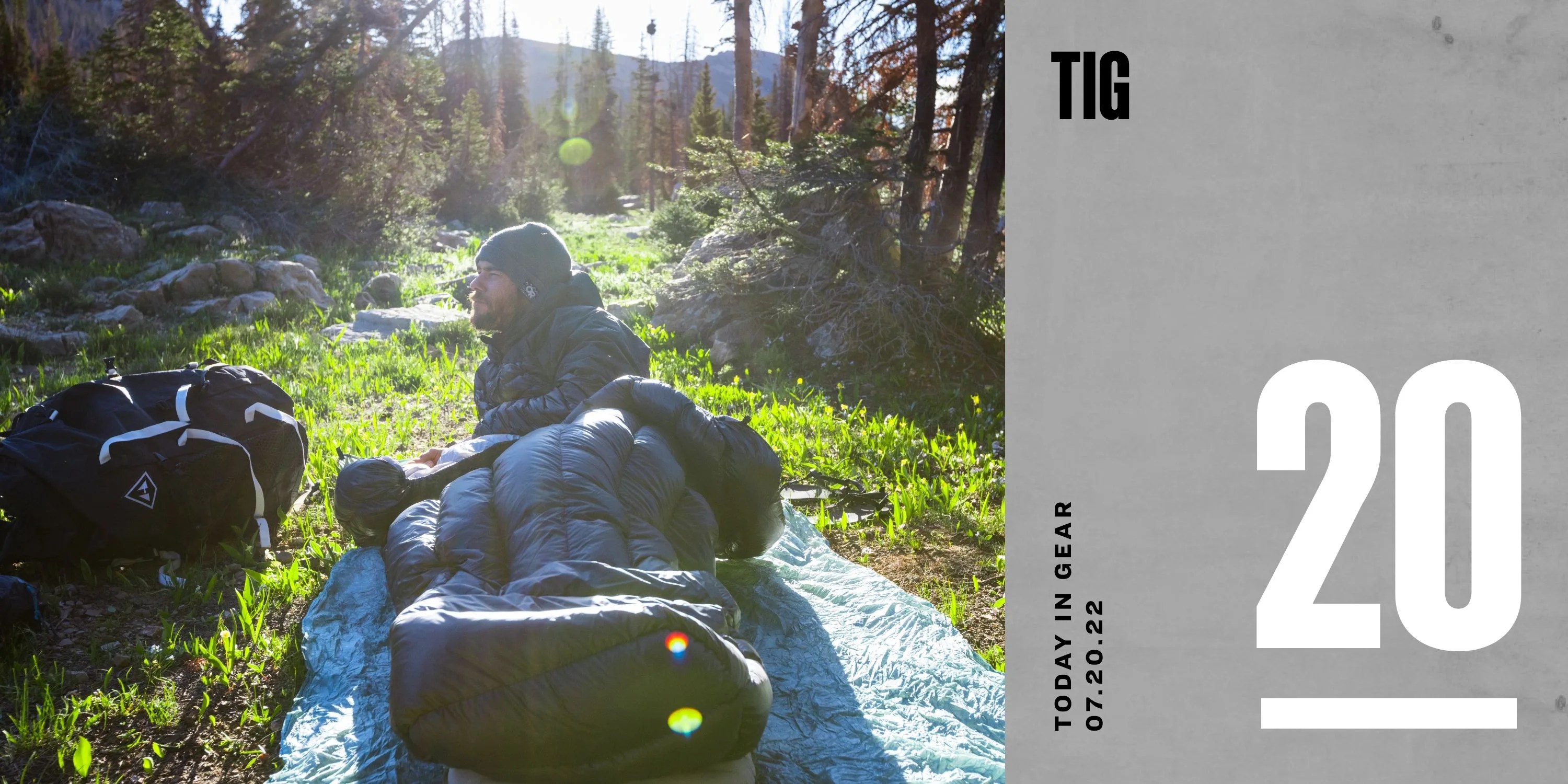 today in gear july 20 2022 man camping outdoors using hyperlite mountain gear quilt