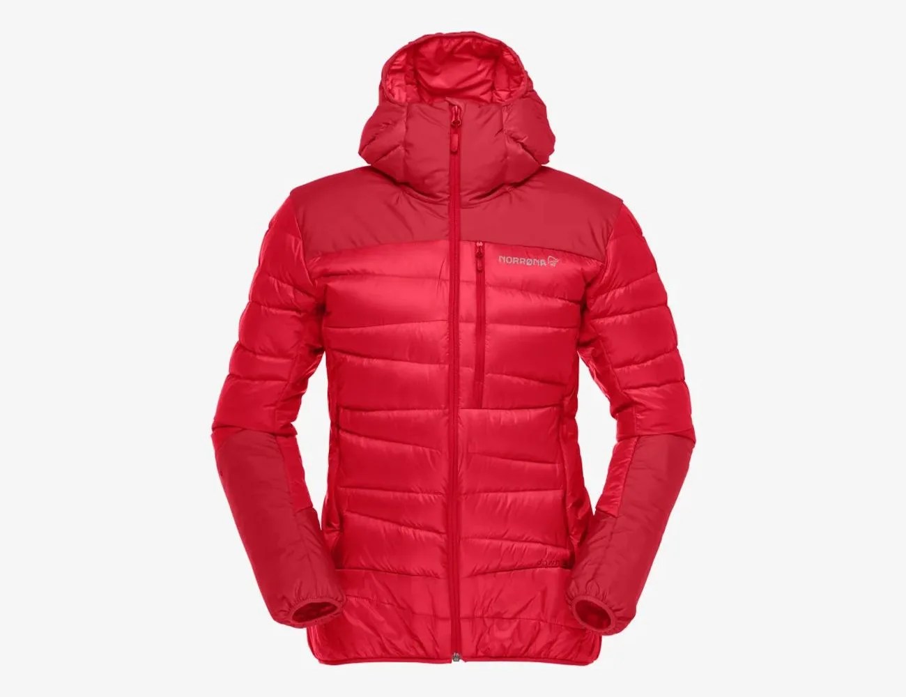 red Norrøna Falketind Down 750 Hood jacket