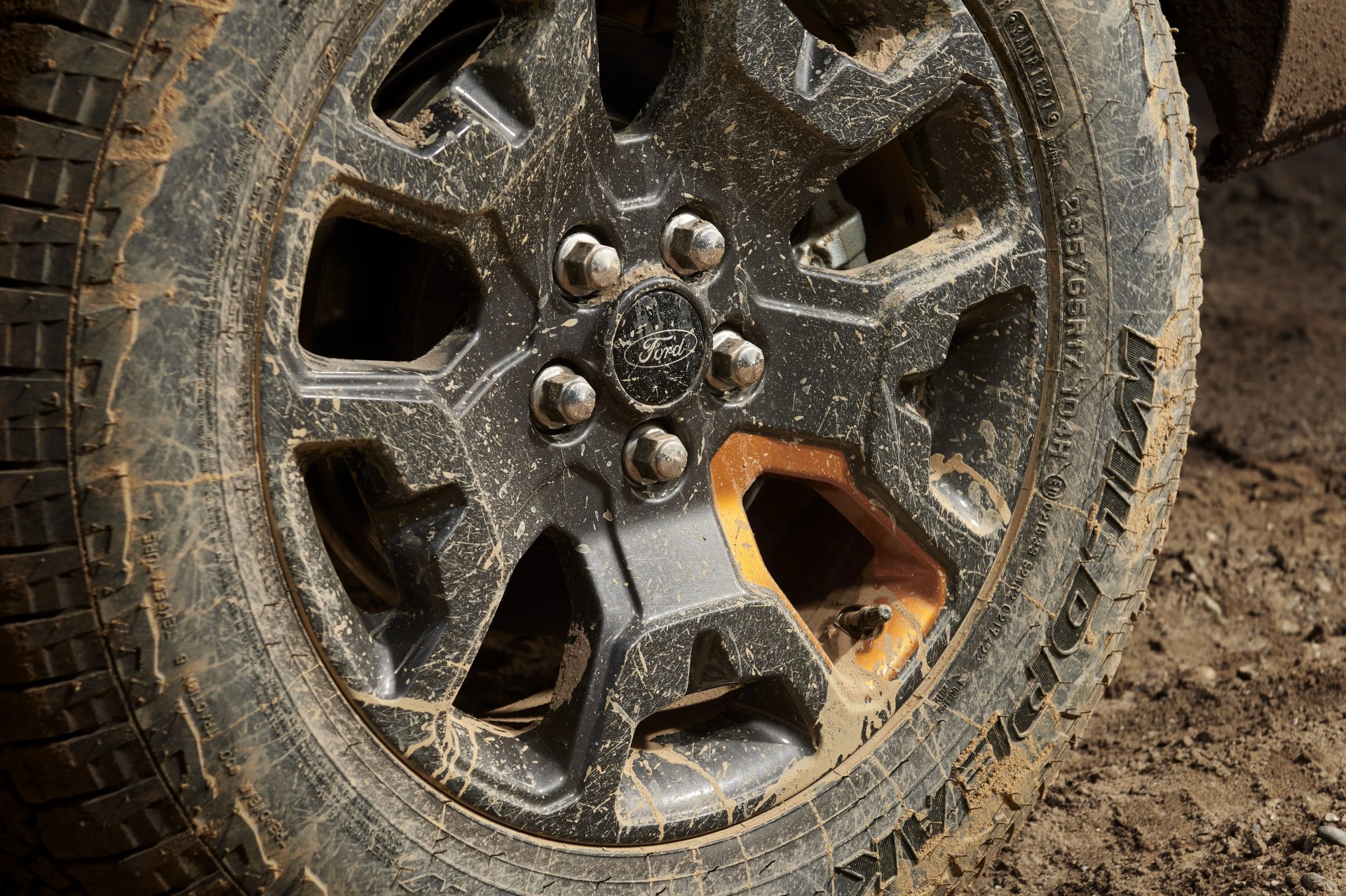 ford maverick tremor wheel with fresh coating of mud