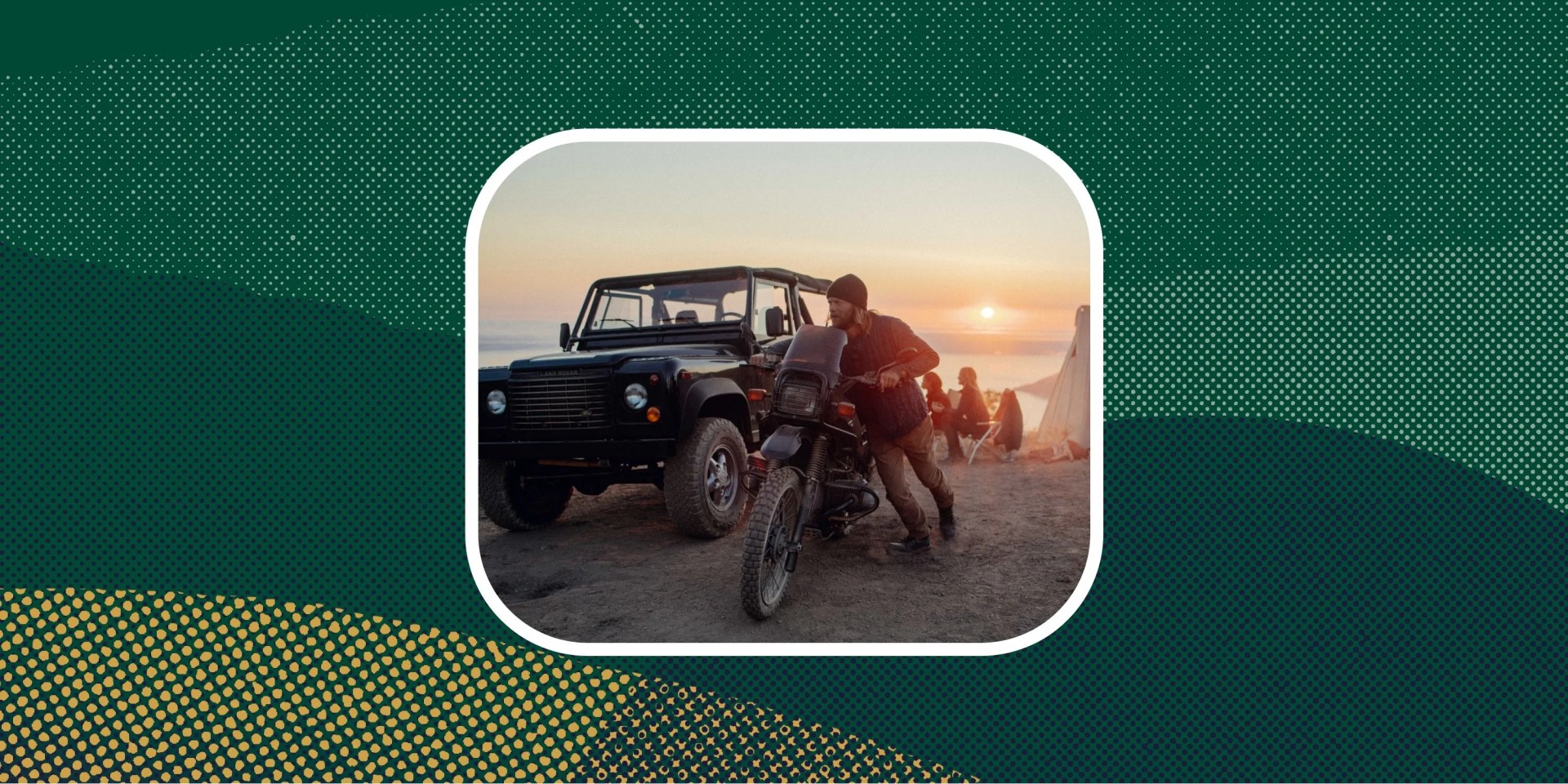 sponsored product man pushing motorcycle on beach using aether gear