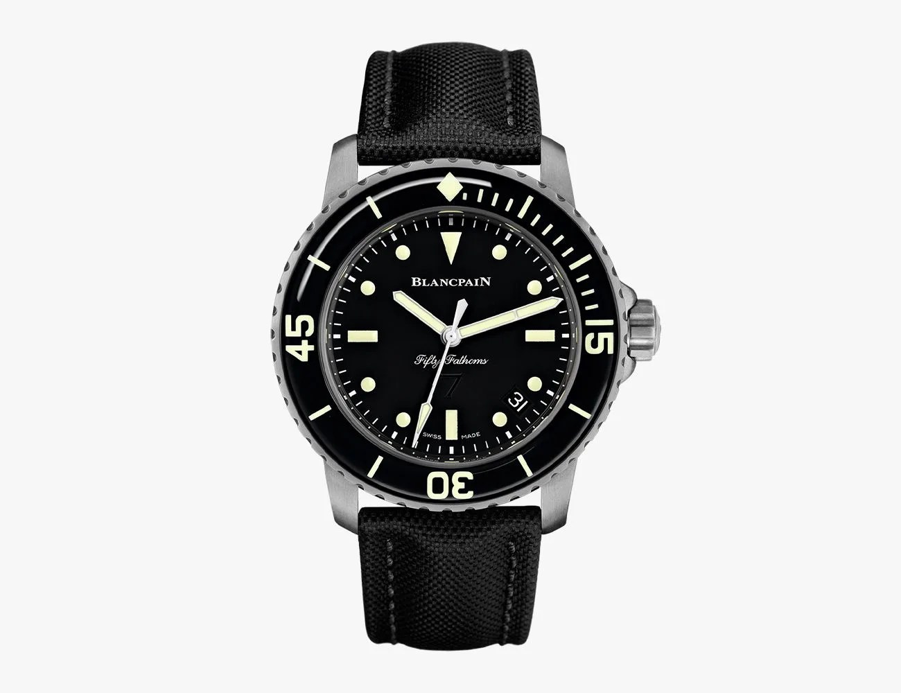 black blancpain fifty fathoms watch