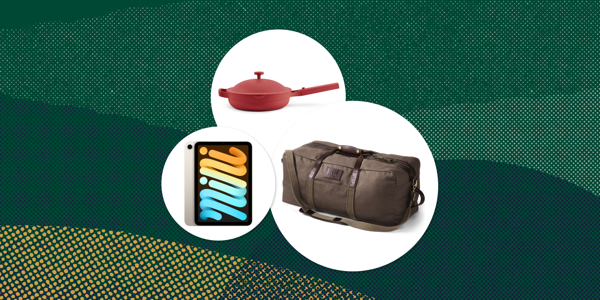 always pan, ipad mini, and brown duffel bag