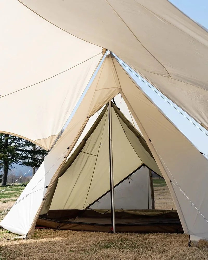 snow peak tarp extension tent in ivory